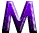 Two large stylized 'M' letters side-by-side, one purple with white highlights and the other green with light green highlights, both on a gray background.