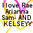 Animated icon with black text listing names over a white background with yellow and pink wavy lines.