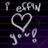 Pixelated icon with white text and heart symbol on dark purple striped background.