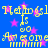 Blue background with pink stars and yellow text repeating 'Naruto is so awesome' in pixelated font.