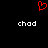 Red pixelated heart symbol above two white 'chad' text labels on black background.