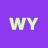 Static pixel art of two light green capital letters 'W' and 'Y' on a solid purple background.