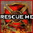 Pixelated red and gold fireman's cross with 'RESCUE ME' text, showing animation frames with flame variations.