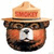 Pixelated icon of a bear wearing a light brown ranger hat with red band, white muzzle patch, and dark brown fur.