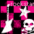 repeating pink and black checkered squares featuring white guitar, star, skull-and-crossbones icons with 'rockstar' text above each