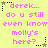 Yellow background with pink text reading "derek... do u still even know molly's here?" and alternating star symbols at corners.