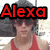 A person in a red tank top and dark sunglasses appears across four with text overlays reading "Alexa Loves" and "Nick J"
