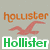 six orange 'hollister' text labels above red seagull silhouettes, with green 'Hollister', blue 'Is', blue 'Kooler', purple 'Than', and pink 'U' text labels below, on a light gray background