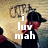 A pixelated image of a person in a black hat and red scarf with changing text overlays on a textured background.