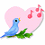 Pixelated image with pink heart, blue bird on green leaves, red musical notes, and green text 'Original Icons .com' on dark background.