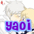 Pixelated anime-style character with white hair and closed eyes, red heart symbol, and fountain pens with purple text overlays.