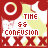 Red and yellow pixelated icon with 'THE SG CONFUSION' text, circular patterns, and scattered X shapes on a light background.