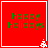 Red square icon with green text 'Happy Holidays' and white border, featuring a small pixelated snowflake in the bottom-right corner.