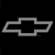 Static grayscale icon of a Chevrolet bowtie logo with pixelated edges on black background.