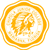 A circular pixelated icon with a bright orange border and a central white area containing faint orange pixel clusters resembling abstract shapes.