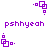 Purple pixel art icons with geometric shapes and text 'pshhyeah' on white background, animated between two distinct configurations.