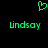 Green pixelated heart symbol above two identical green pixelated text labels reading 'Lindsay' on a black background.