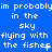 Blue background with white pixelated text repeating 'im probablyim probablyim probably in the sky flying with the fishes' in three