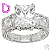 Animated sequence of a diamond ring icon with changing colored 'D' markers in the top-left corner.