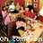Pixelated image of multiple figures in dynamic poses with text "oh come on" at the bottom, rendered in a low-resolution style.