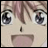 A 48x48 pixel buddy icon split into two sections: left shows a close-up of an anime-style character's face with wide eyes and open mouth, right displays "Anime IM" text above "COM" on black background.