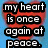 Red heart shapes on blue background with black text blocks reading 'my heart is once again at peace. i'll never forget him. <3', 'i'll never see him again.', and 'but that's okay now...' across three