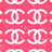 Animated icon features repeating Chanel logos on pink background with colorful patterned lower section and partial 'COURT' text on gold ring.