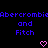 Pixelated blue text on black background with two pink heart icons below, showing repeated 'Abercrombie and Fitch' text.