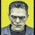 Pixelated image of a figure with flat-topped hair and visible bolts on the neck against yellow background, next to green text reading 'Original Icons .com' in bright green pixel font.