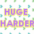 Pixelated text phrases in bold colors with heart and floral motifs on a white background.