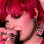 A 50x50 pixel buddy icon featuring a split composition with a person on the left and green text on the right, displayed as part of an animated contact sheet.