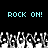 Pixelated text reads "ROCK ON! ROCK ON!" above a crowd of raised hands in black-and-white pixel art.