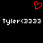 Red pixelated heart symbol above two identical white text strings reading "Tyler<333" on black background.