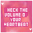 Animated pink-toned icon with pixelated text reading 'CHECK THE VOLUME OF YOUR HEARTBEAT' and changing heart symbols at top-left, bottom-right, and center.