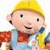 Pixelated cartoon character with yellow hard hat and blue overalls on left, black background with white text reading "He He OMG!" below and "He's coming 4 u WHO TURNED OUT THE LIGHTS" to the right.