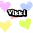 Pixelated heart pattern with text overlays reading "VIKKI" and "VIKKI IS AMAZING" on a white background.