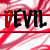 nine shows the word 'DEVIL' in bold black letters with red accents on a swirling red-and-white background, where some characters change color across frames