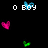 Pixelated text and heart icons on black background with gray rectangle, animated blue and green heart icons move between text sections.