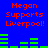 Blue background with red text reading "Megan Supports Liverpool!" and green horizontal bars in two , animated to shift positions