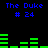 Pixelated blue text and green bar graphs on black background, with repeated "The Duke # 24" labels across two of horizontal bars