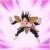 Pixelated character with dark hair and brown armor-like clothing in a dynamic pose against a pink and white gradient background.
