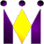 Animated sequence of yellow diamond shapes within purple angular frames against gray background, showing progressive compression and vertical alignment changes.