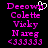 Pixelated pink text list with a white heart cursor on black background, showing two identical of names and symbols