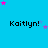 A static image with a bright blue background displaying the text 'Kaitlyn!' in black pixelated font across three , surrounded by scattered pink and purple stars