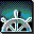 Pixelated animated icon with shifting geometric shapes against a checkered background, featuring white, gray, green, blue, and black colors.
