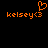 Pixelated orange text 'kelsey<3' with a heart symbol above the text on a black background.