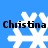 Blue background with four white snowflake icons, each overlaid with the text 'Christina' in black pixelated font.