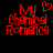 Red pixelated text 'My Chemical Romance' with a heart symbol above the 'y' on the left side, displayed on a black background.