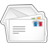 Pixelated white envelope with gray outline, featuring four colored squares and horizontal lines on its face.