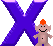 Two identical purple X-shaped figures with orange hair, each holding a small smiling character; one character has a black belly button and the other has a yellow belly button.